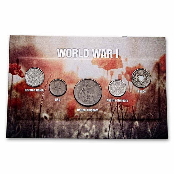 World War I era Coins from Around the World 5-Coin Set BU