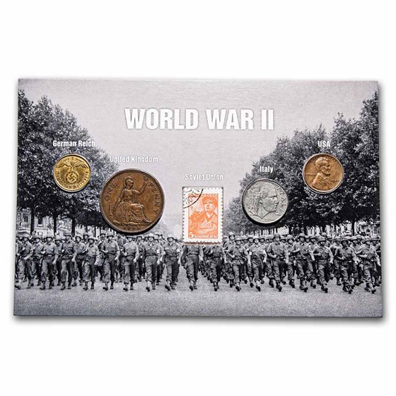 World War II era Coins from Around the World 5-Coin Set