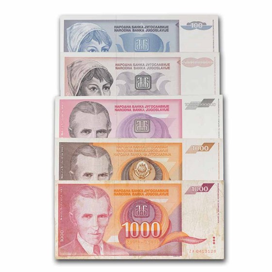 Yugoslavia Nikola Tesla 5-Banknote Set